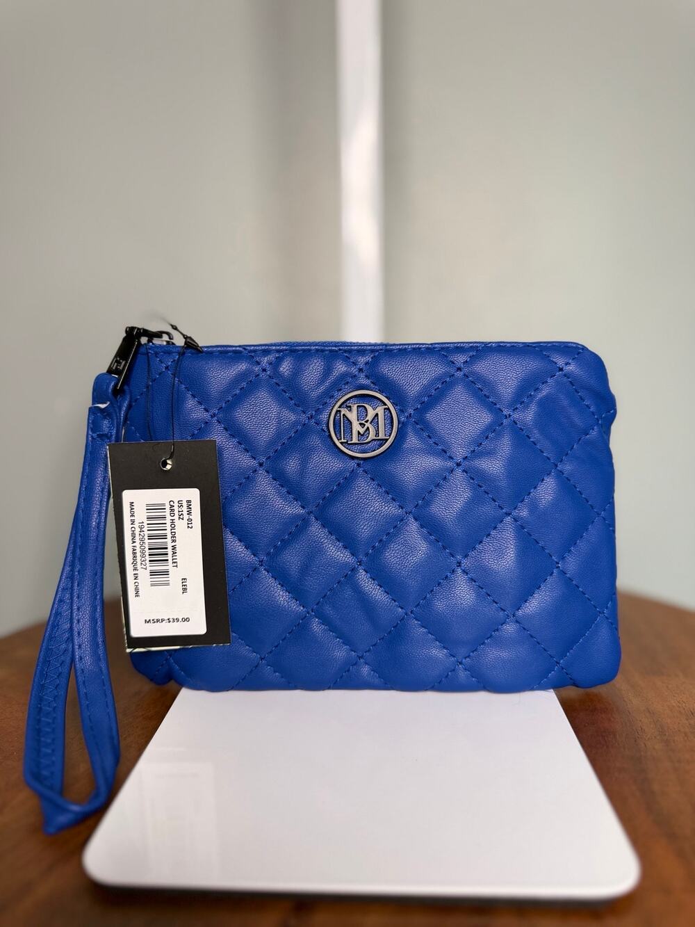 NWT Badgley Mischka Blue Quilted Wristlet Wallet MSRP $39